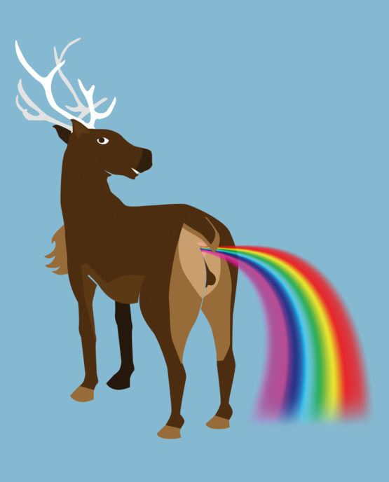 Reindeer Pooping a Rainbow